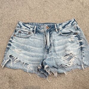 American Eagle Outfitters Light Blue Distressed Jean Shorts